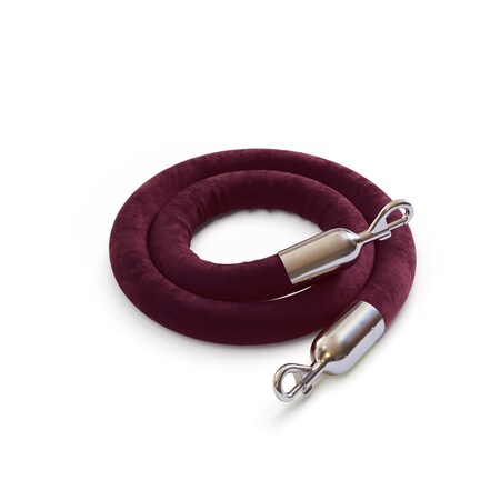 Velvet Rope Maroon With Pol. Steel Snap Ends 6ft.Cotton Core